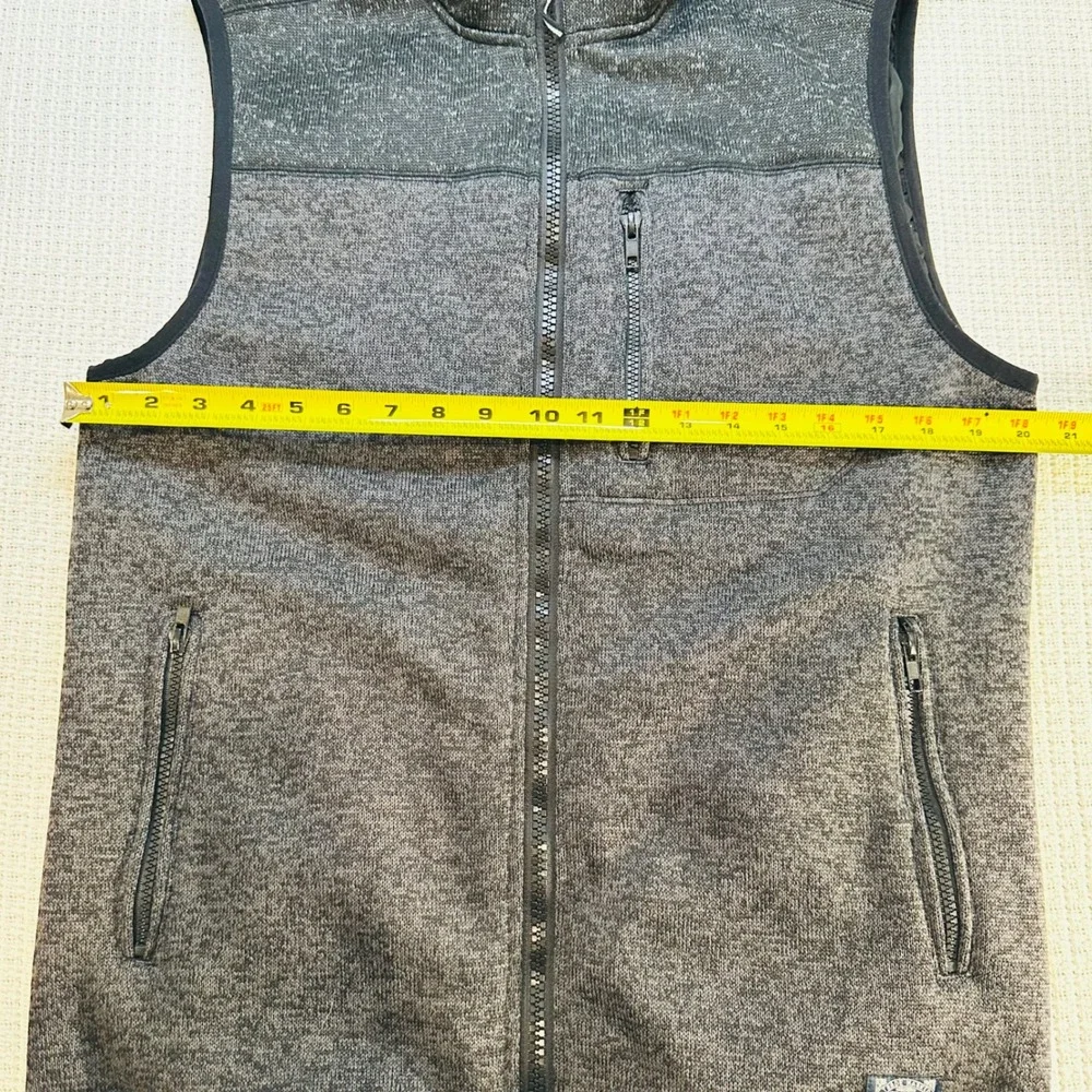 FLAG & ANTHEM Men's Vest Heathered Grey‎ Fleece Zip Up Pockets - Size M, casual